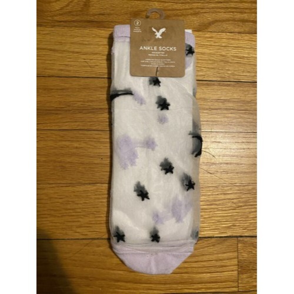 American Eagle Sheer Ankle Socks One Size Green/White